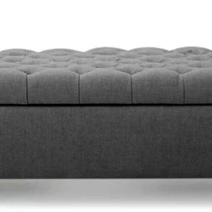 India wood mart Wooden Upholstered Storage Bench 2 Seater Sofa Couch Poufffe Storage Ottoman Solid Wood 2 Seater (Finish Color - Grey, Pre-assembled)