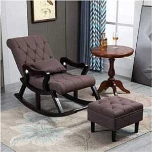 India wood mart Ergonomic Rosewood Rocking Chair (Brown 1) Solid Wood Living Room Chair (Finish Color - brown, Pre-assembled)