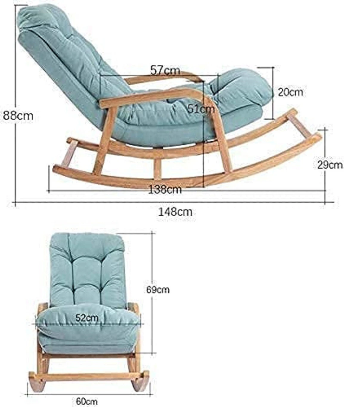 Rocking Chair, Wooden Rolling Chair, Wooden Easy Chair Solid Wood 1 Seater Rocking Chairs (Finish Color - Brown, Pre-assembled) - Image 3