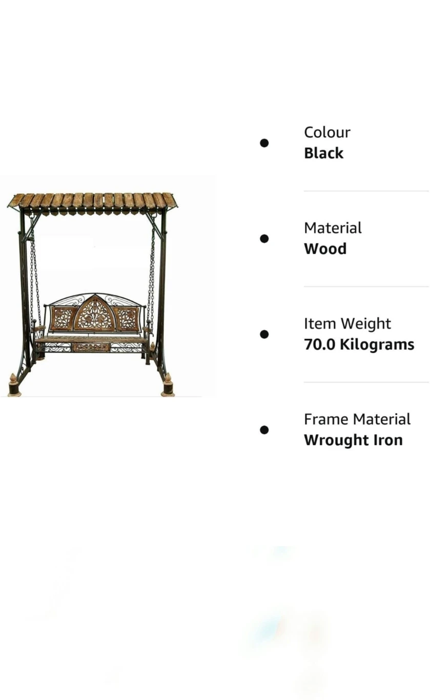 India wood mart Iron Jhoola for Garden Decor-Foldable Hammock Swing Iron, Wooden Large Swing Iron, Wooden Large Swing (Brown, Black, DIY(Do-It-Yourself)) - Image 4
