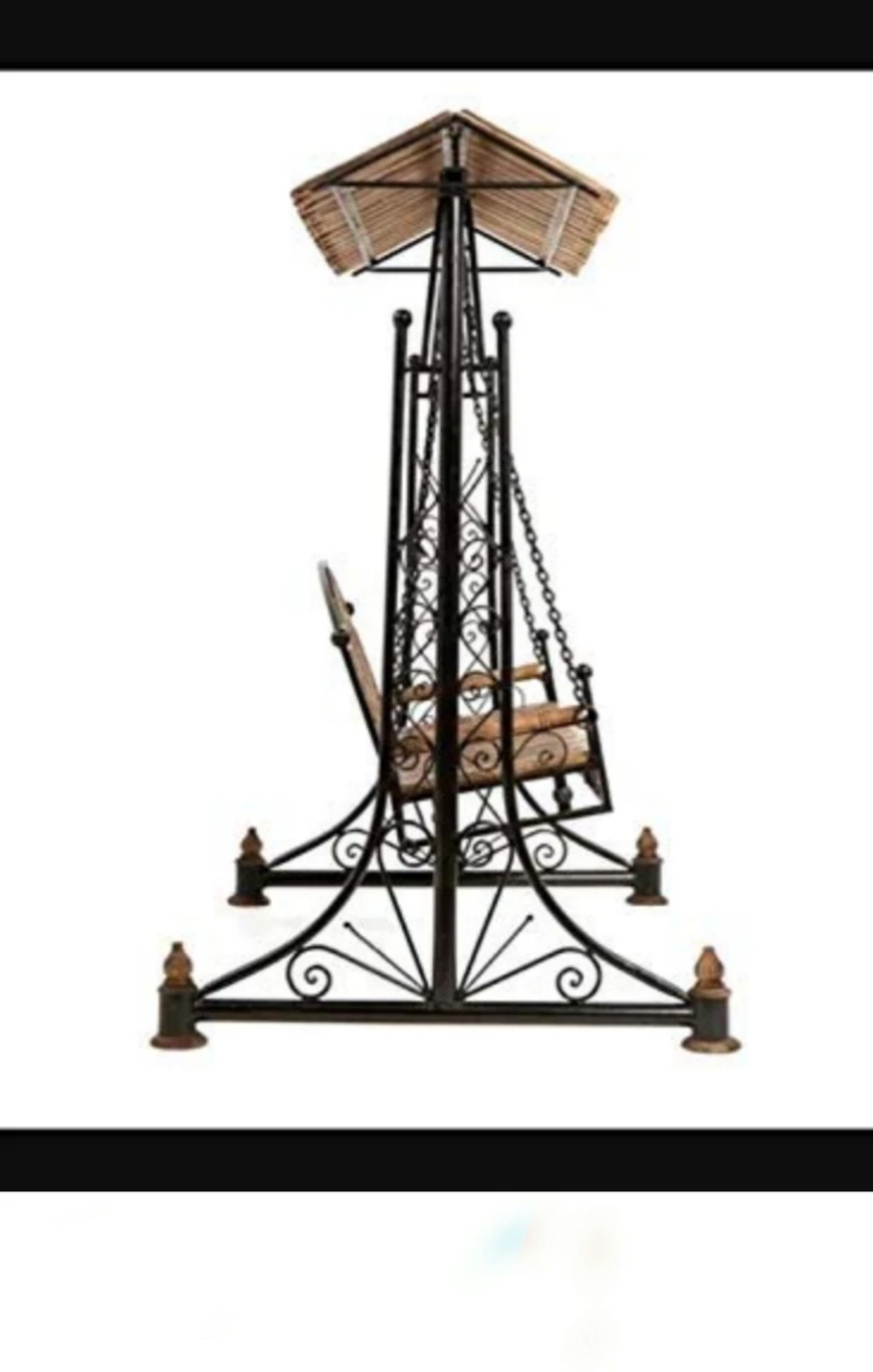 India wood mart Iron Jhoola for Garden Decor-Foldable Hammock Swing Iron, Wooden Large Swing Iron, Wooden Large Swing (Brown, Black, DIY(Do-It-Yourself)) - Image 5