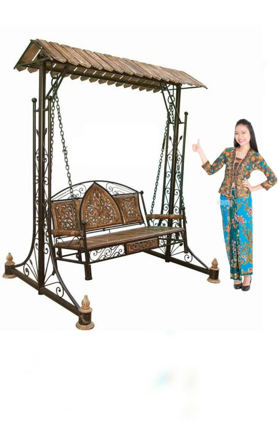 India wood mart Iron Jhoola for Garden Decor-Foldable Hammock Swing Iron, Wooden Large Swing Iron, Wooden Large Swing (Brown, Black, DIY(Do-It-Yourself)) - Image 7