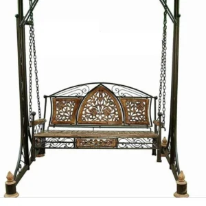 India wood mart Iron Jhoola for Garden Decor-Foldable Hammock Swing Iron, Wooden Large Swing Iron, Wooden Large Swing (Brown, Black, DIY(Do-It-Yourself))
