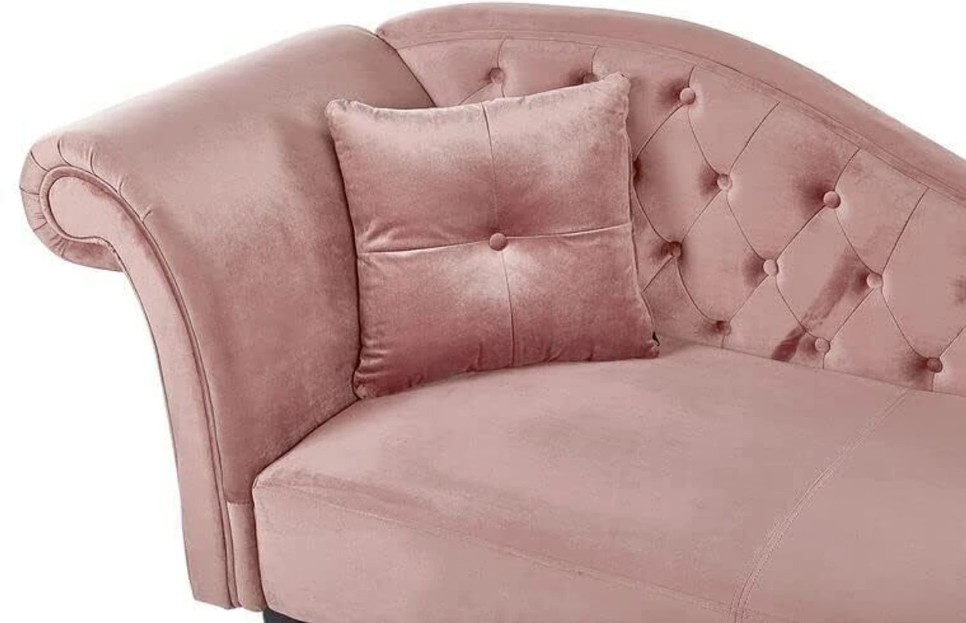 India wood mart Chesterfield Chaise Lounge Couch Button Tuffted Velvet Diwan .ROYAL Diwan Foam Diwan (Finish Color -PINK, Pre-assembled) - Image 5