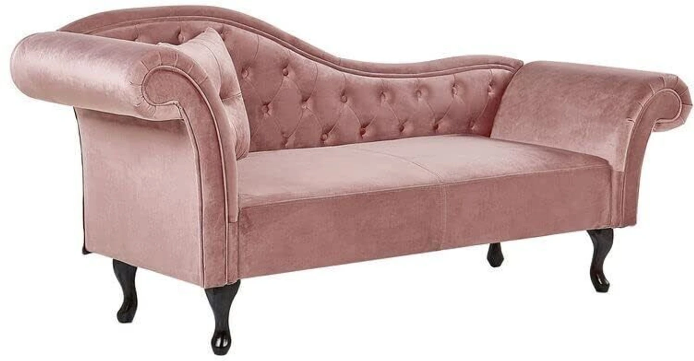 India wood mart Chesterfield Chaise Lounge Couch Button Tuffted Velvet Diwan .ROYAL Diwan Foam Diwan (Finish Color -PINK, Pre-assembled) - Image 4
