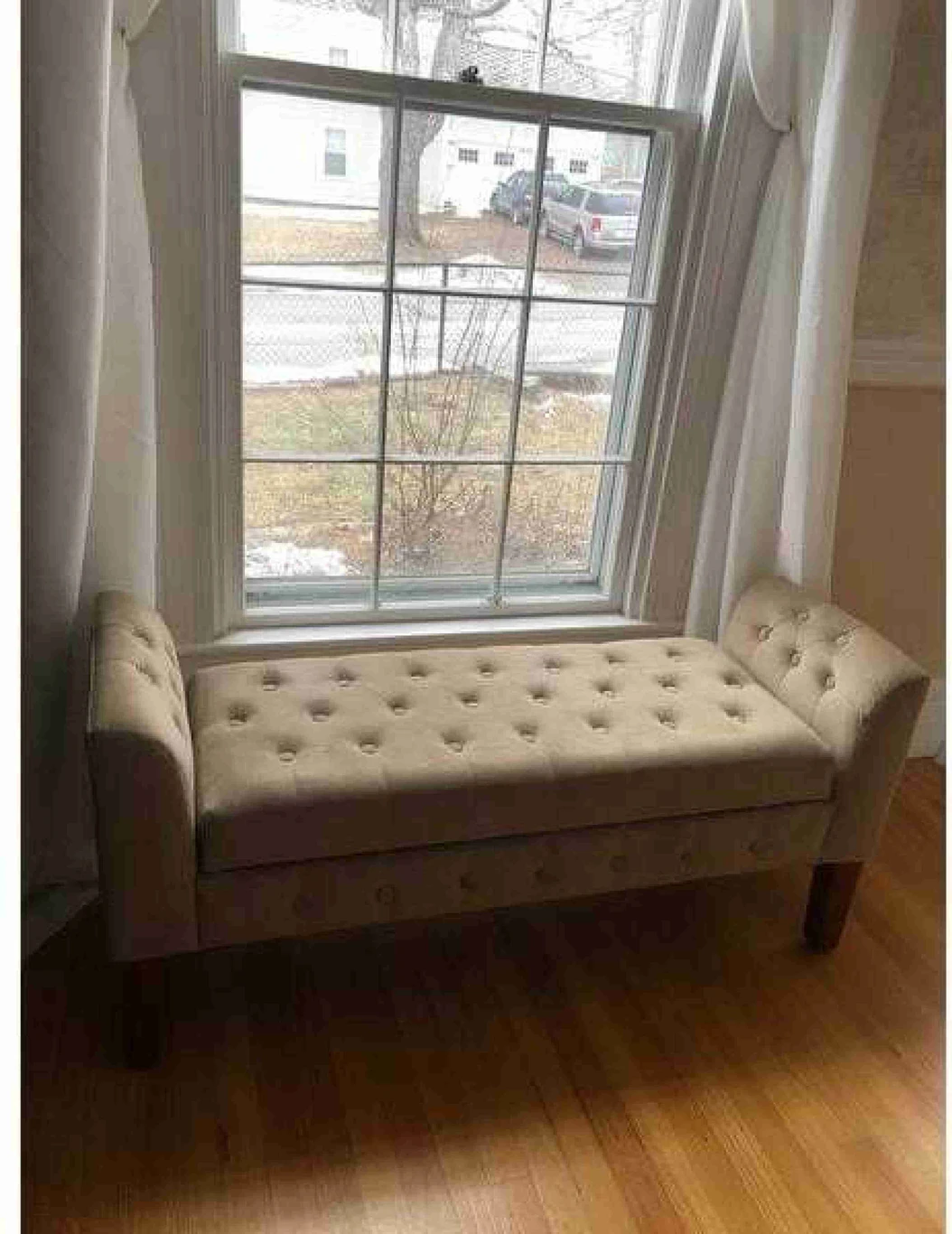 Wooden 2 seater bench sofa with storage box for living room,office,bedroom Beige Solid Wood 2 Seater (Finish Color - Beige, Pre-assembled) - Image 7