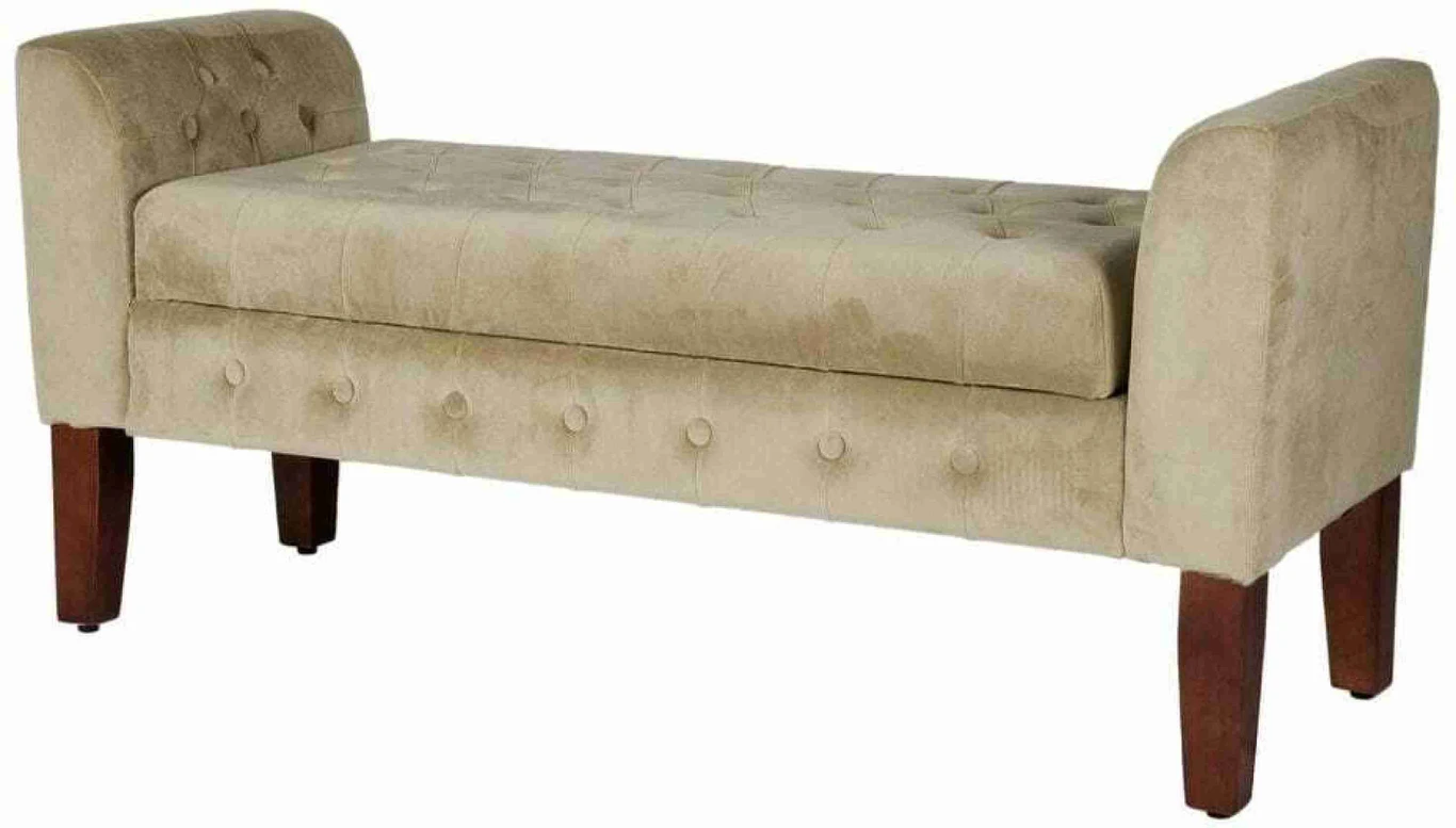 Wooden 2 seater bench sofa with storage box for living room,office,bedroom Beige Solid Wood 2 Seater (Finish Color - Beige, Pre-assembled) - Image 4