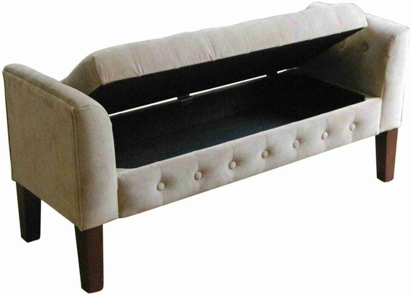 Wooden 2 seater bench sofa with storage box for living room,office,bedroom Beige Solid Wood 2 Seater (Finish Color - Beige, Pre-assembled) - Image 5