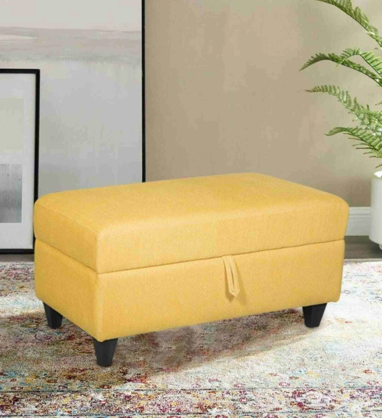 India wood mart wooden bench sofa with storage box; two-seater Bench Yellow Solid Wood 2 Seater (Finish Color - Yellow, Pre-assembled)