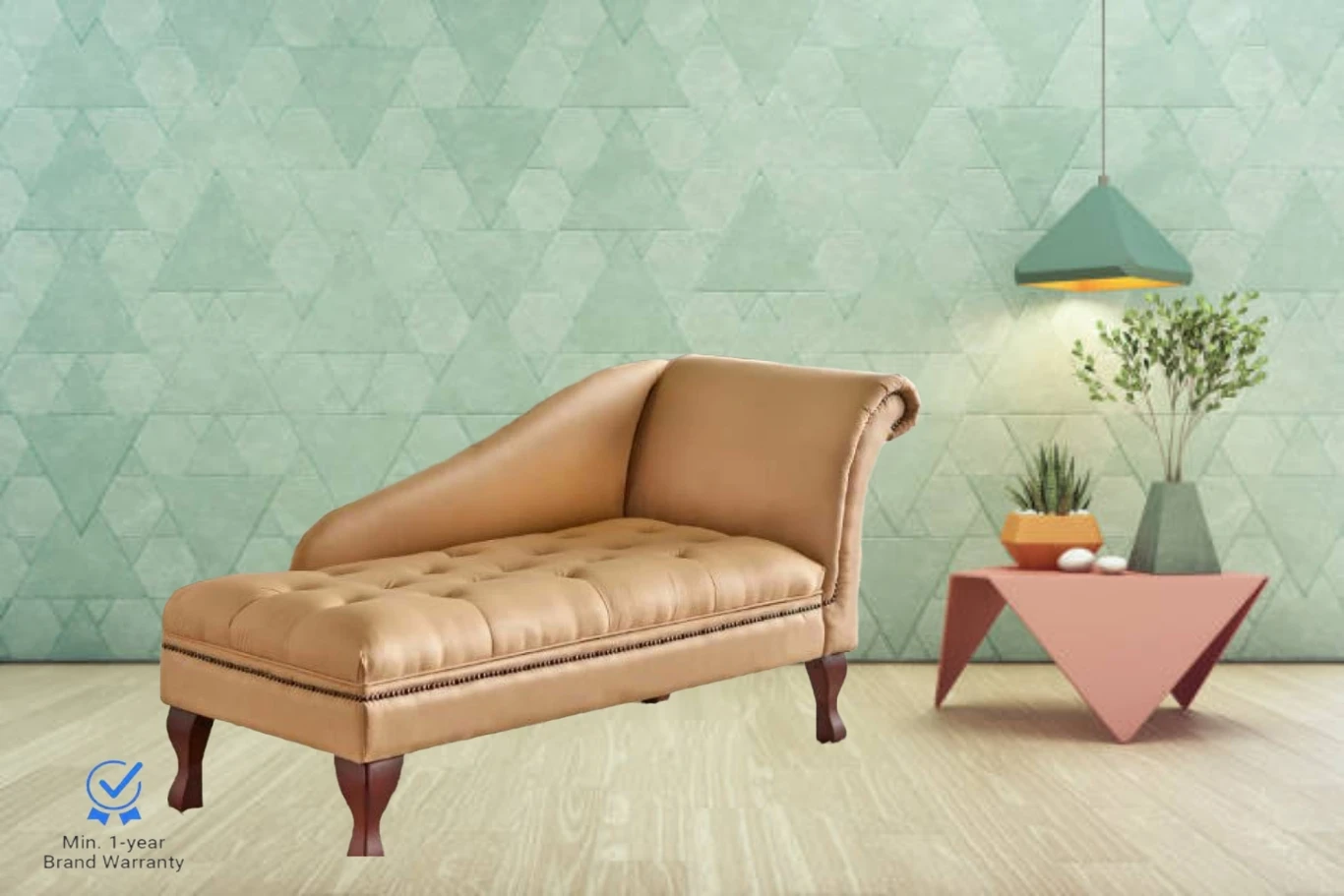 India wood mart Sheesham Wood Tantric Chaise Loung Chair, Yoga Chaise Lounge,Chaise luxury Sofa Engineered Wood Diwan (Finish Color -Cream, Pre-assembled)