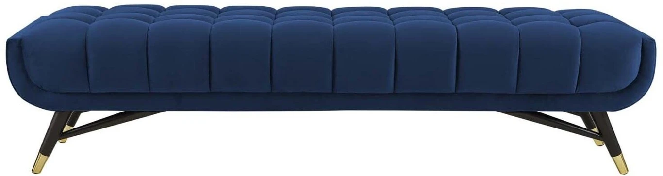 Modern Velvet Fabric Upholstered Tufted Accent Bench. Solid Wood 3 Seater (Finish Color - Blue, Pre-assembled) - Image 2