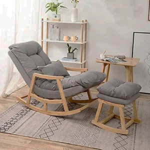 Wooden Rocking Chair Arm Rest Chair Rolling Chair Solid Wood 1 Seater Rocking Chairs (Finish Color - Brown, Pre-assembled)