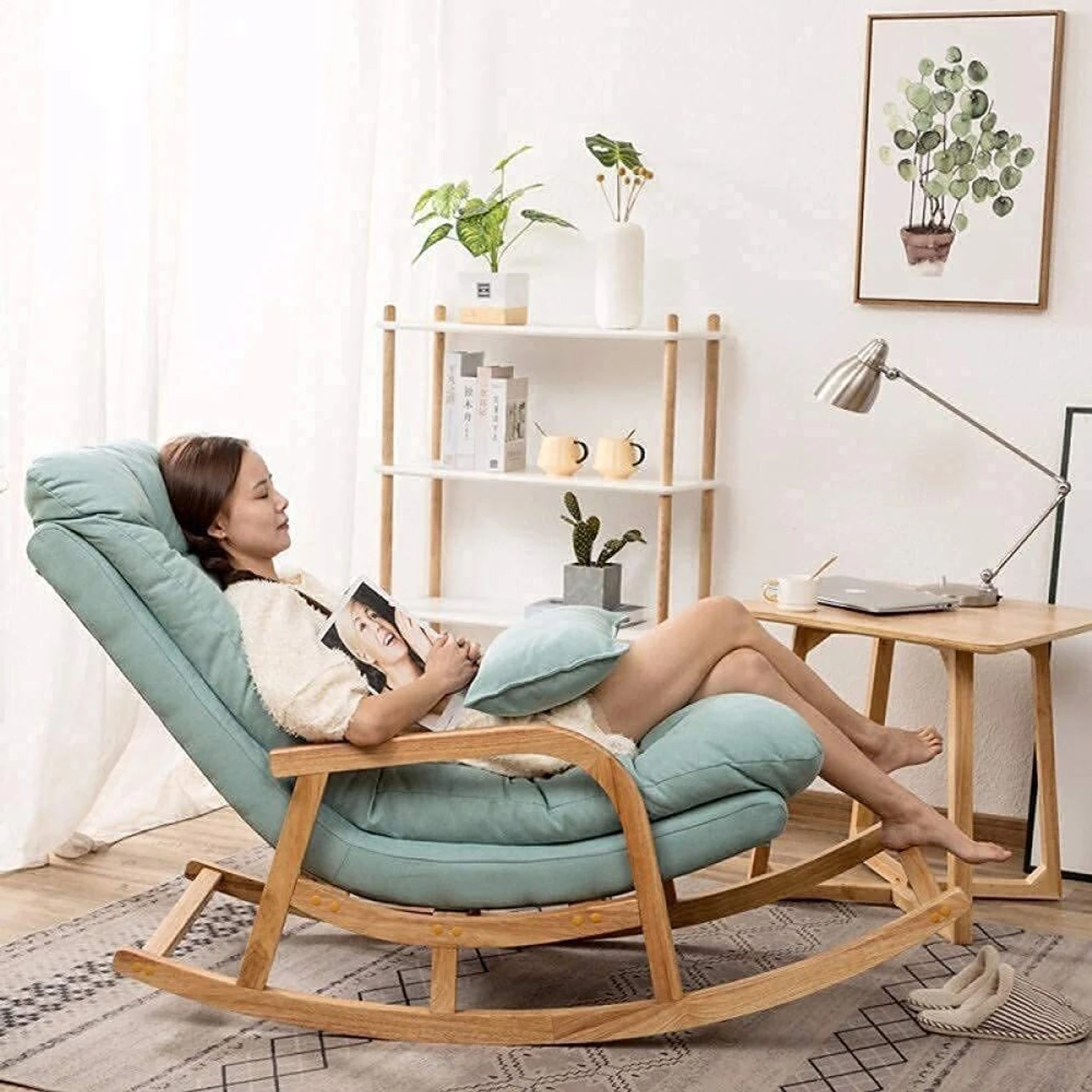 Rocking Chair, Wooden Rolling Chair, Wooden Easy Chair Solid Wood 1 Seater Rocking Chairs (Finish Color - Brown, Pre-assembled) - Image 6