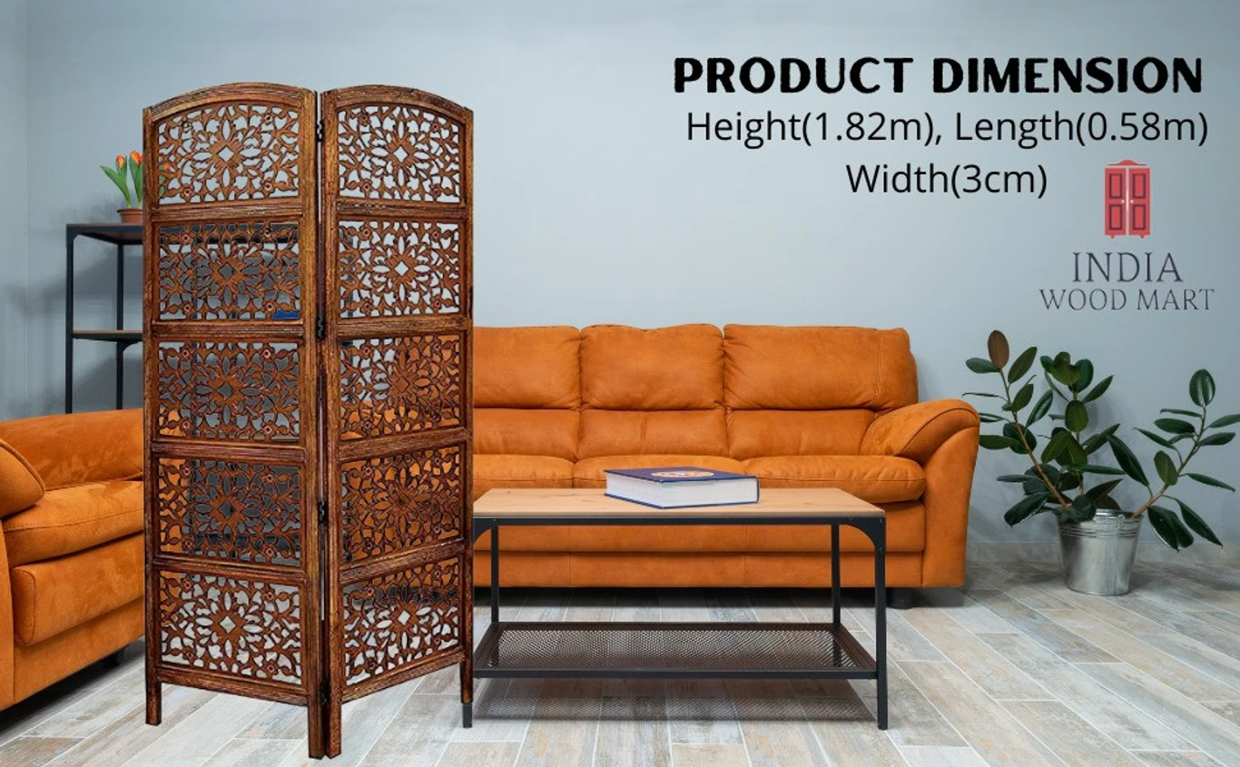 Solid Wood Decorative Screen Partition (Floor Standing, Finish Color - Brown, 2, Pre-assembled) - Image 5