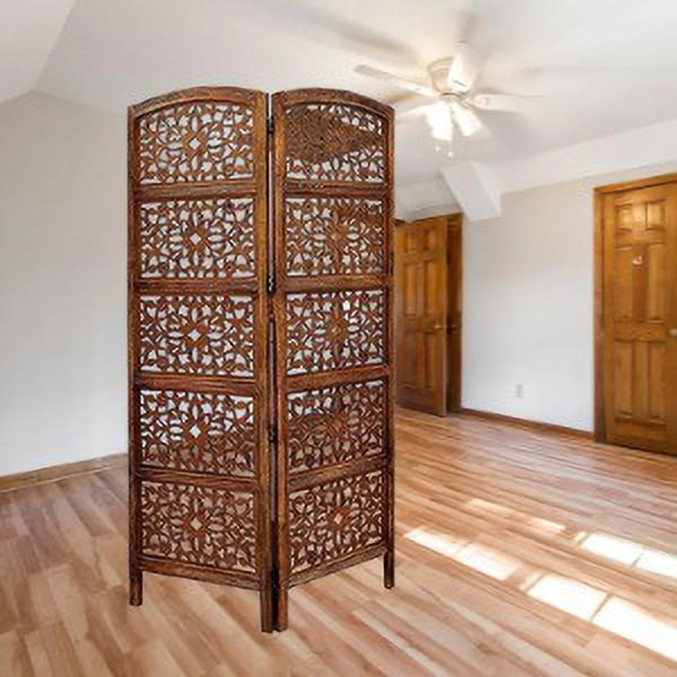 Solid Wood Decorative Screen Partition (Floor Standing, Finish Color - Brown, 2, Pre-assembled) - Image 4