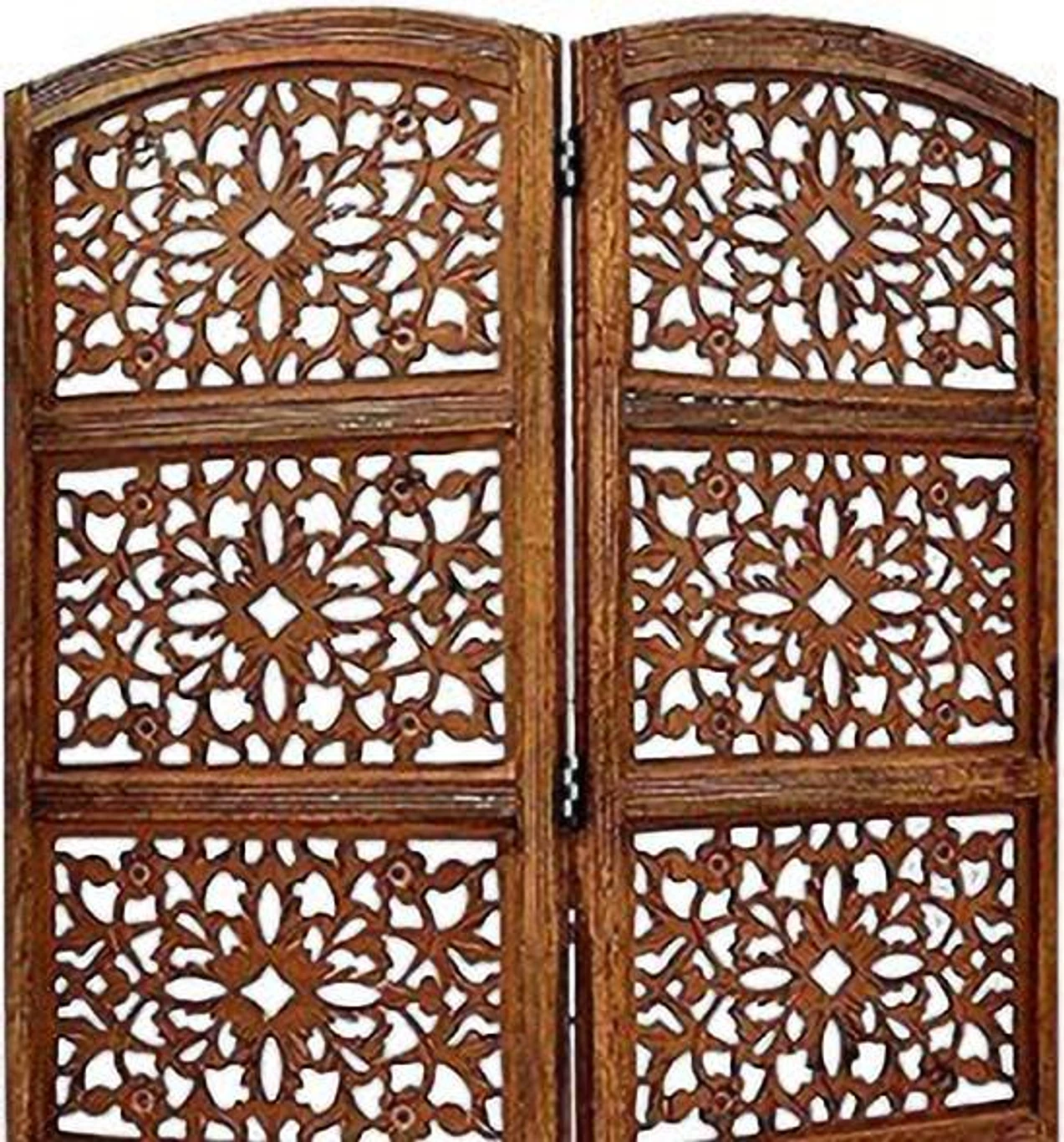 Solid Wood Decorative Screen Partition (Floor Standing, Finish Color - Brown, 2, Pre-assembled)