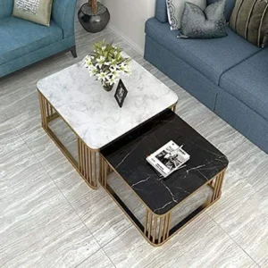 Engineered Wood Coffee Table (Finish Color - GOLD-WHITE/BLACK, Pre-assembled)