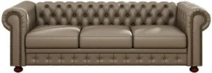 Wooden Royal Sofa Tufted with Deep Seat,Chesterfield living room Fabric 3 Seater Leatherette 3 Seater  Sofa (Finish Color - khaki, Pre-assembled)