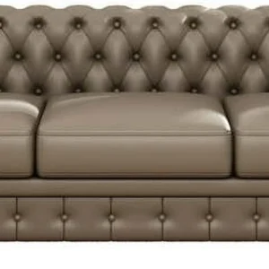 Wooden Royal Sofa Tufted with Deep Seat,Chesterfield living room Fabric 3 Seater Leatherette 3 Seater Sofa (Finish Color - khaki, Pre-assembled)