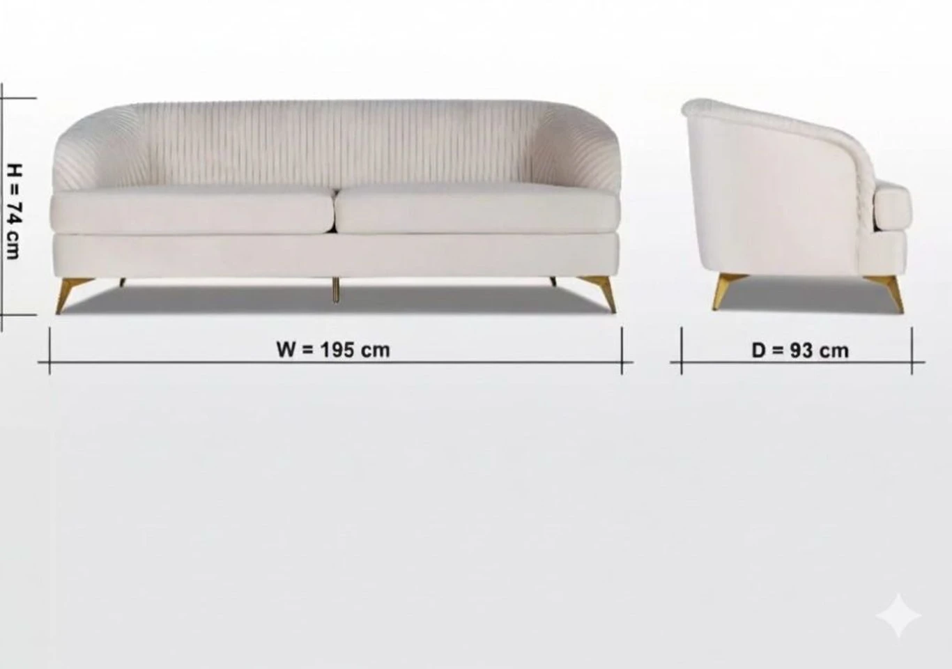 Art 3-Seater Velvet Sofa Fabric 3 Seater Sofa Fabric 3 Seater Sofa Fabric 3 Seater Sofa (Finish Color - BEIGE, Pre-assembled) - Image 2