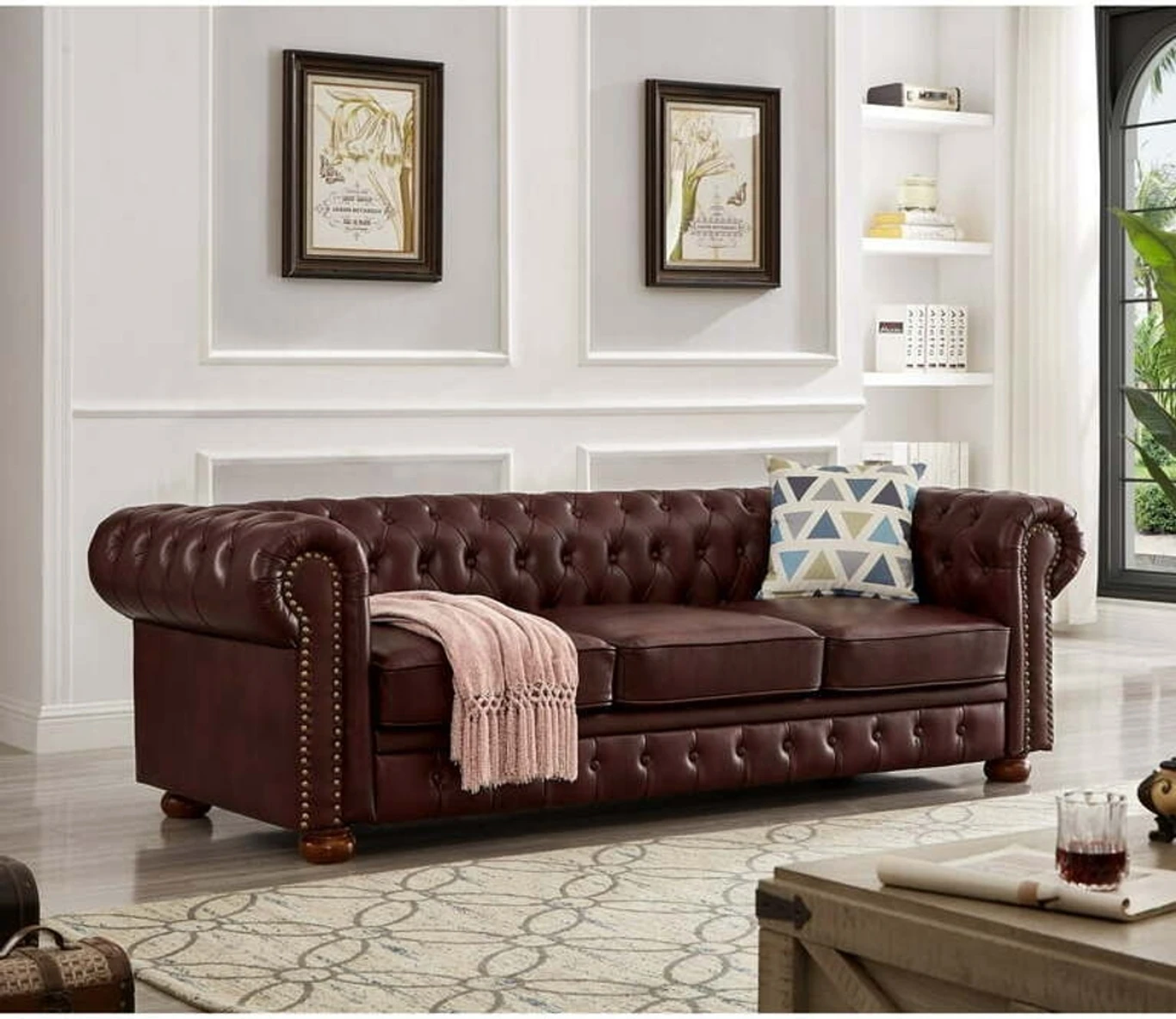 Soul Light Art e60 Leatherette 3 Seater Sofa (Finish Color - Burgendy Brown, Pre-assembled) - Image 7