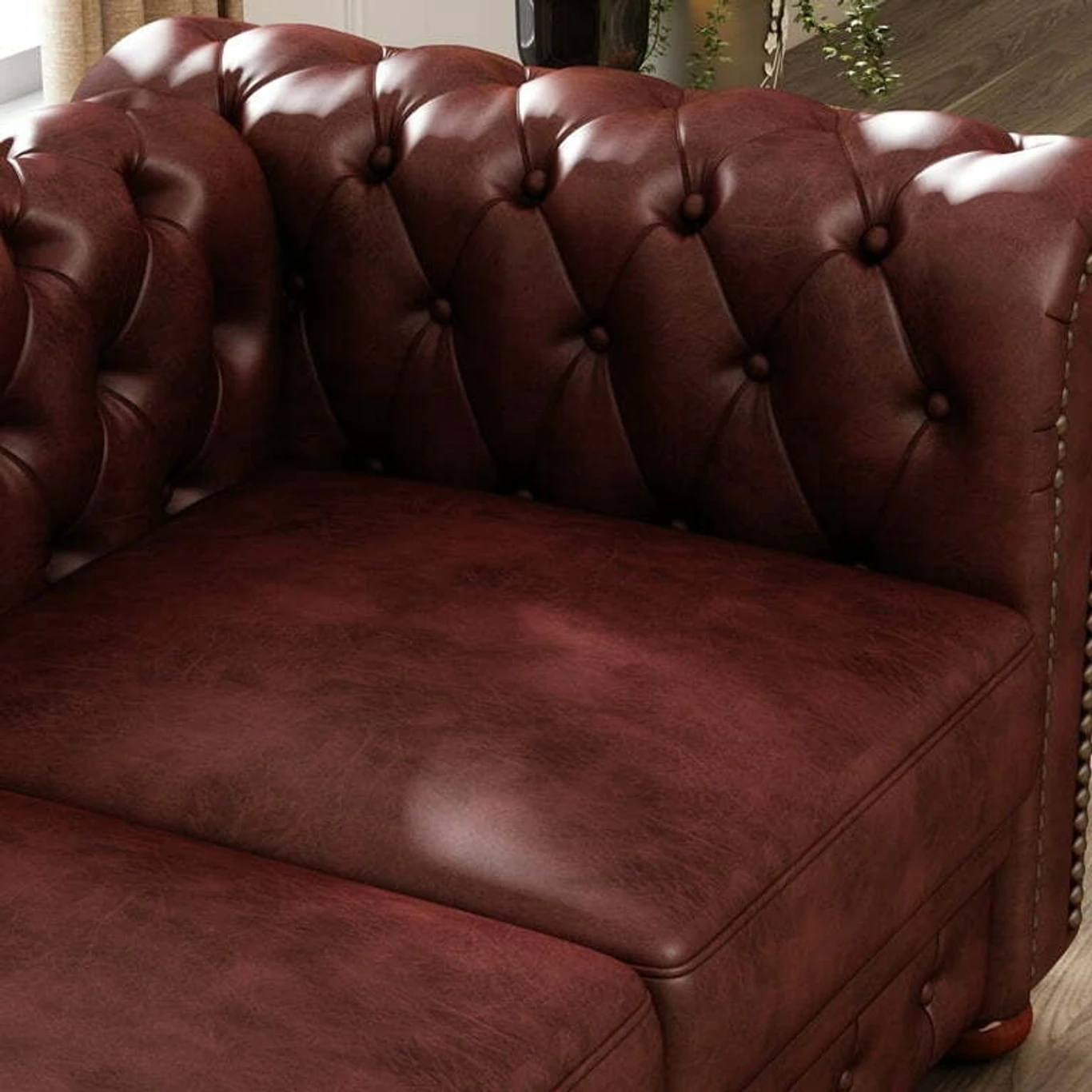 Soul Light Art e60 Leatherette 3 Seater Sofa (Finish Color - Burgendy Brown, Pre-assembled) - Image 8
