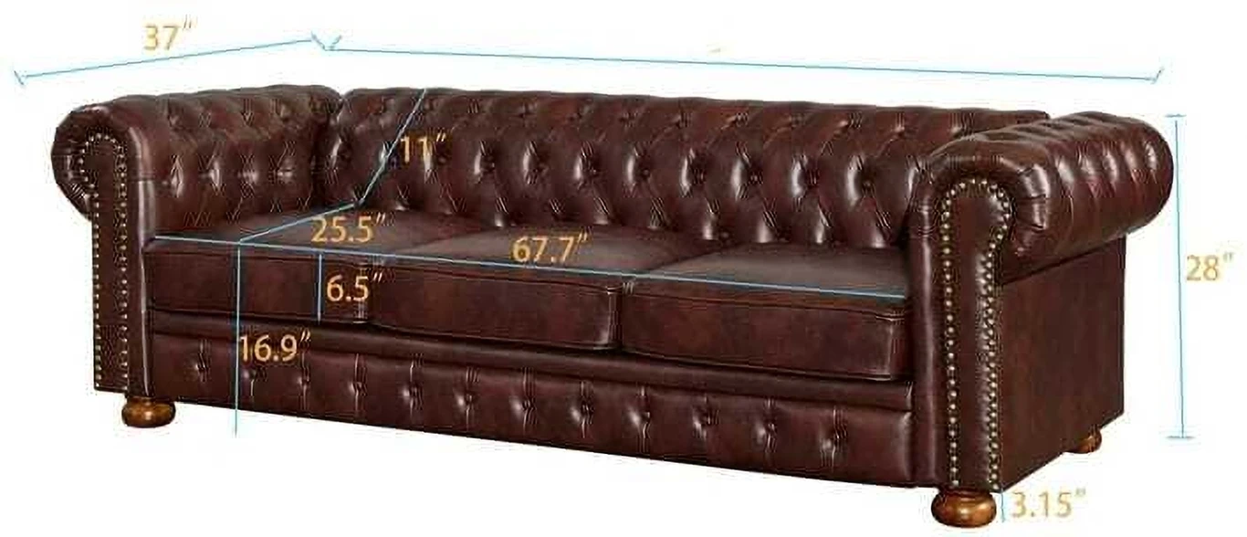 Soul Light Art e60 Leatherette 3 Seater Sofa (Finish Color - Burgendy Brown, Pre-assembled) - Image 5