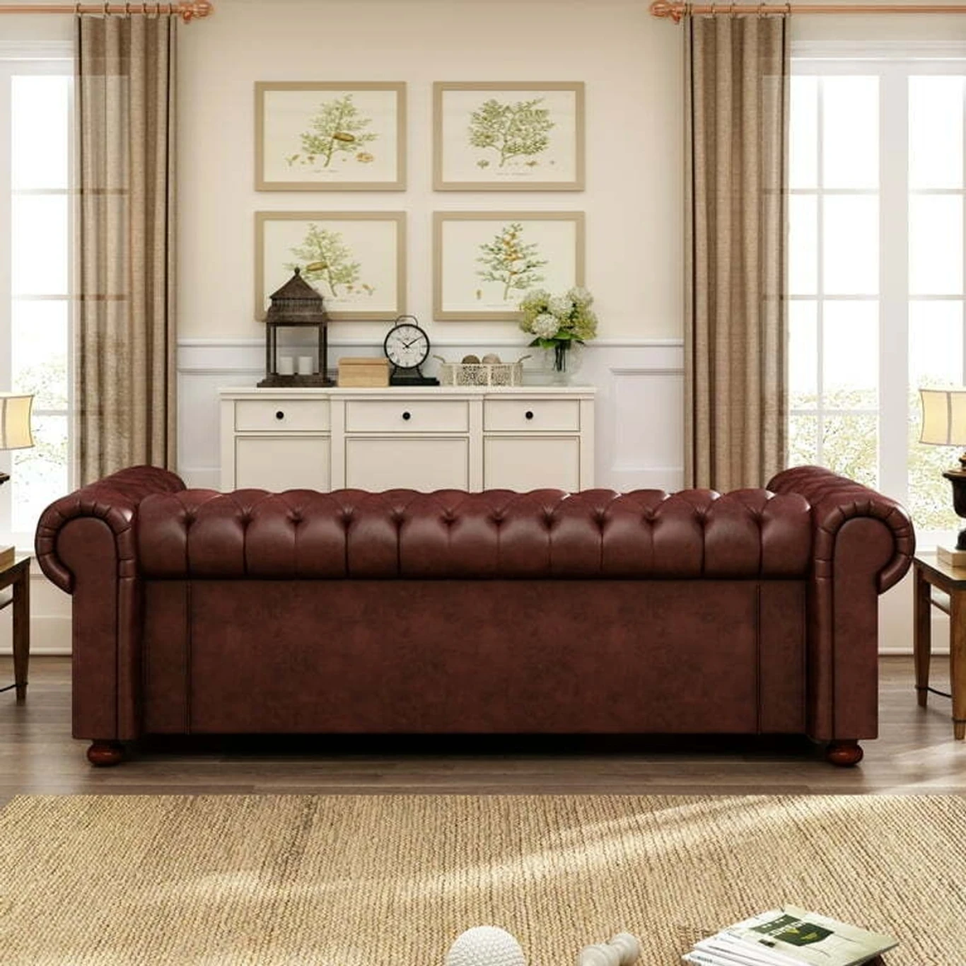Soul Light Art e60 Leatherette 3 Seater Sofa (Finish Color - Burgendy Brown, Pre-assembled) - Image 9